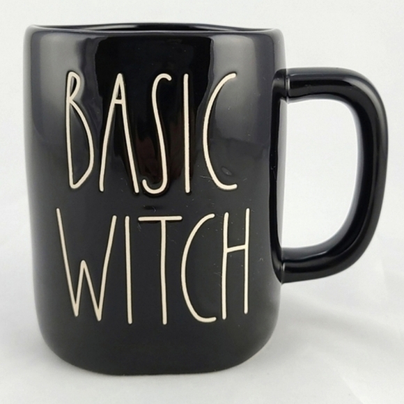 ⭐️2/ $50⭐️ Rae Dunn Black Mug White Large Letters BASIC  WITCH Halloween Festive - Picture 1 of 9